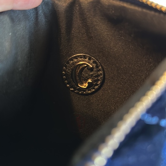 Velvet Dark Blue Woman’s Pouch with Golden Hardware and Zipper - Picture 6 of 13